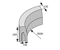 BEST MONO II Obloukový R0,5 vnitřní Přírodní výška 250mm
